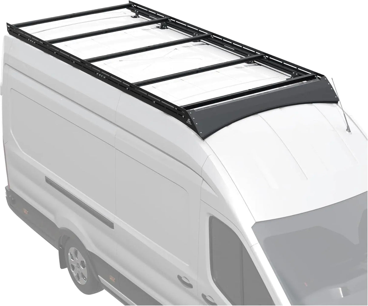 MELIPRON Ford Transit 148" WB Ext High Roof Aluminum Roof Rack, Low Profile, Wind Fairing, T-Slot, 300lb/500lb Capacity -1