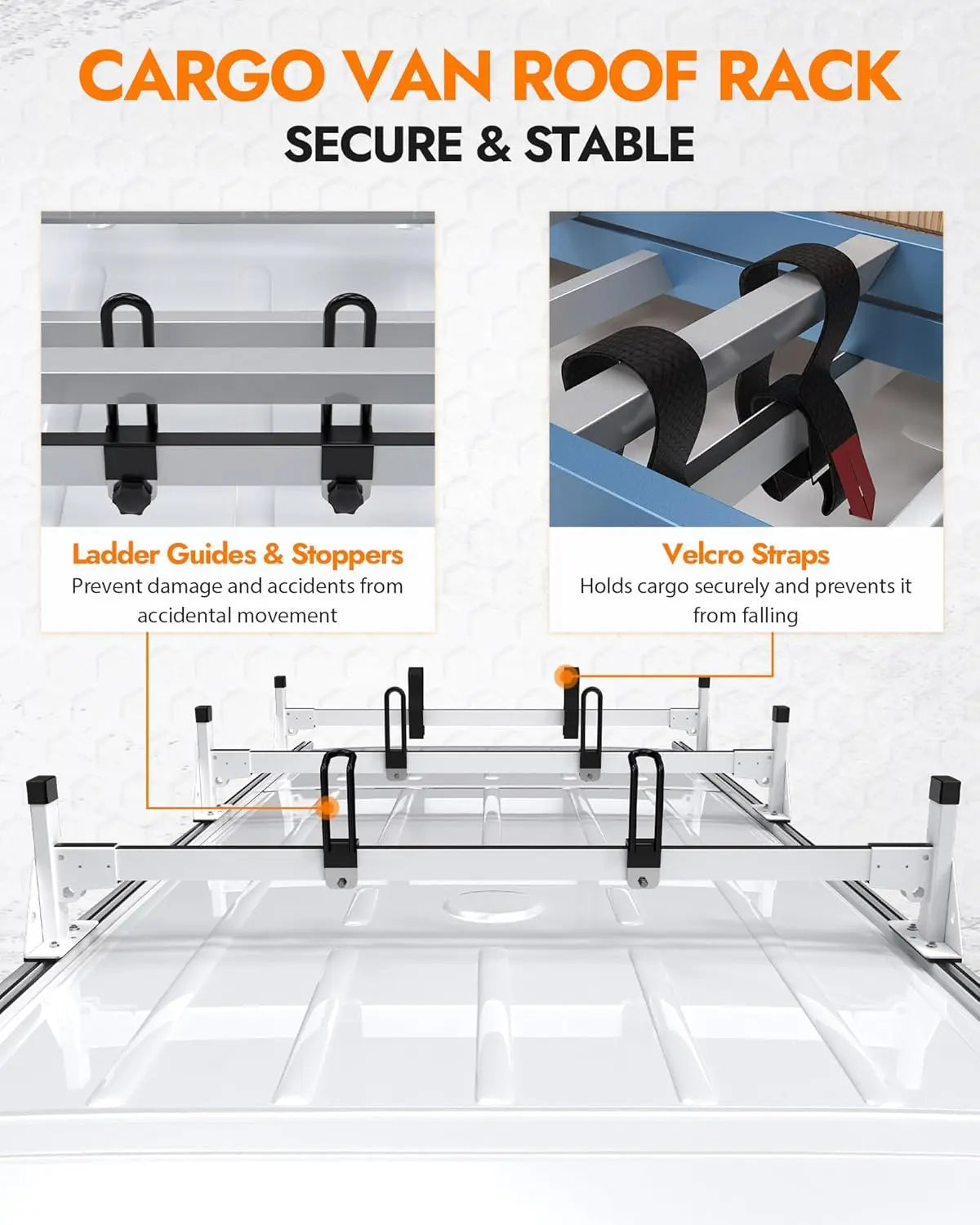 3 Crossbars Van Roof Ladder Racks for Sprinter Low Roof 144"/170"/170" - MELIPRON