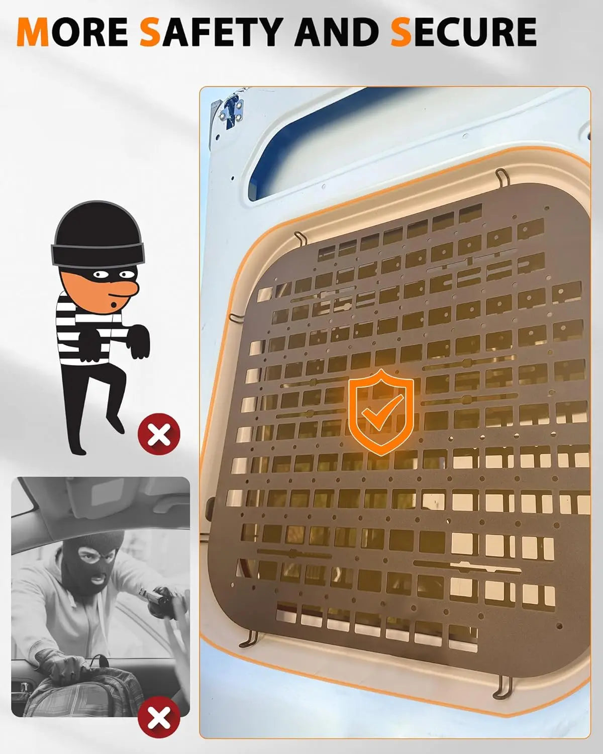 2Pcs Rear Security Window Screens Molle Panel for RAM ProMaster - MELIPRON