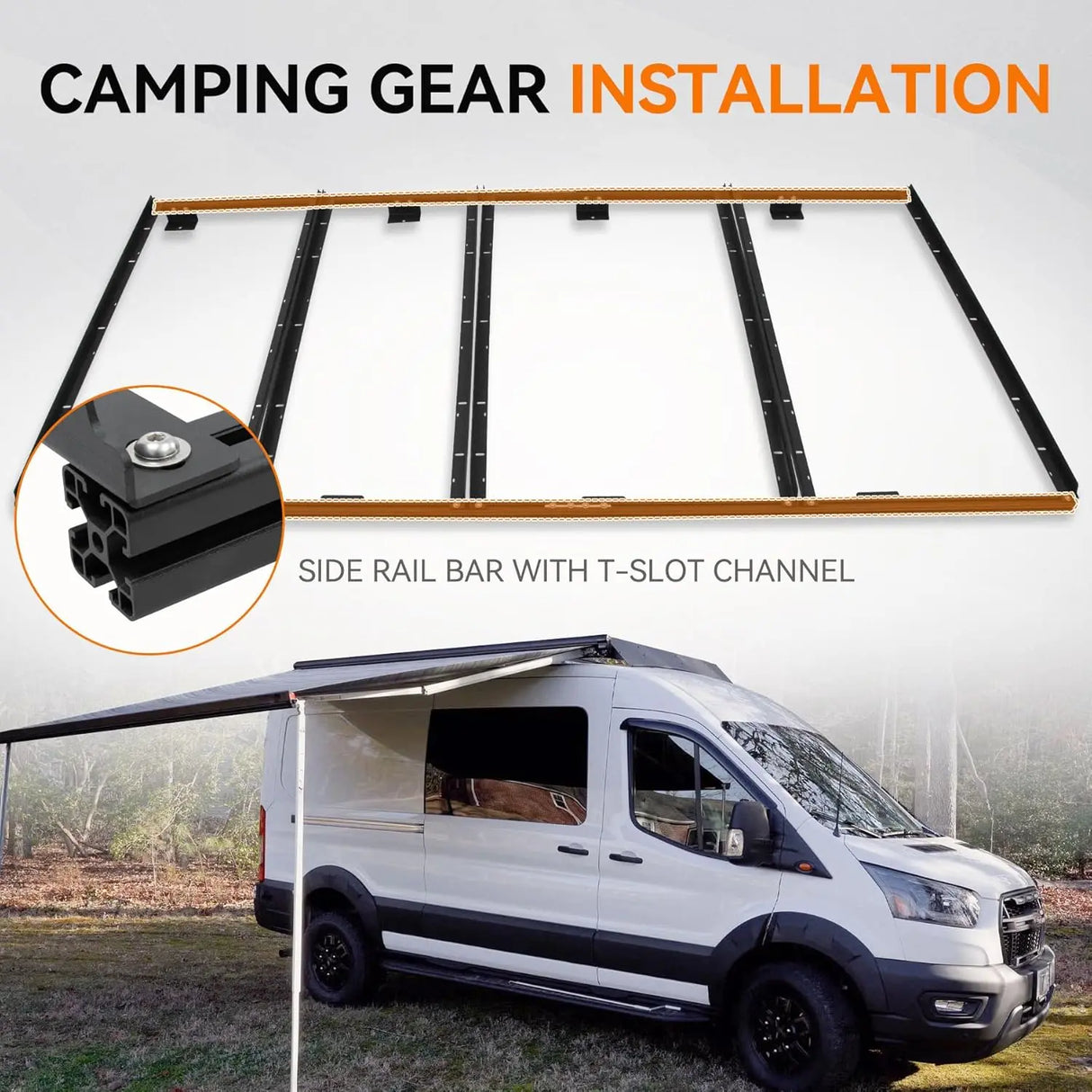 Aluminum Van Roof Rack Pro for Ford Transit 148" for Solar Panels Installation-7