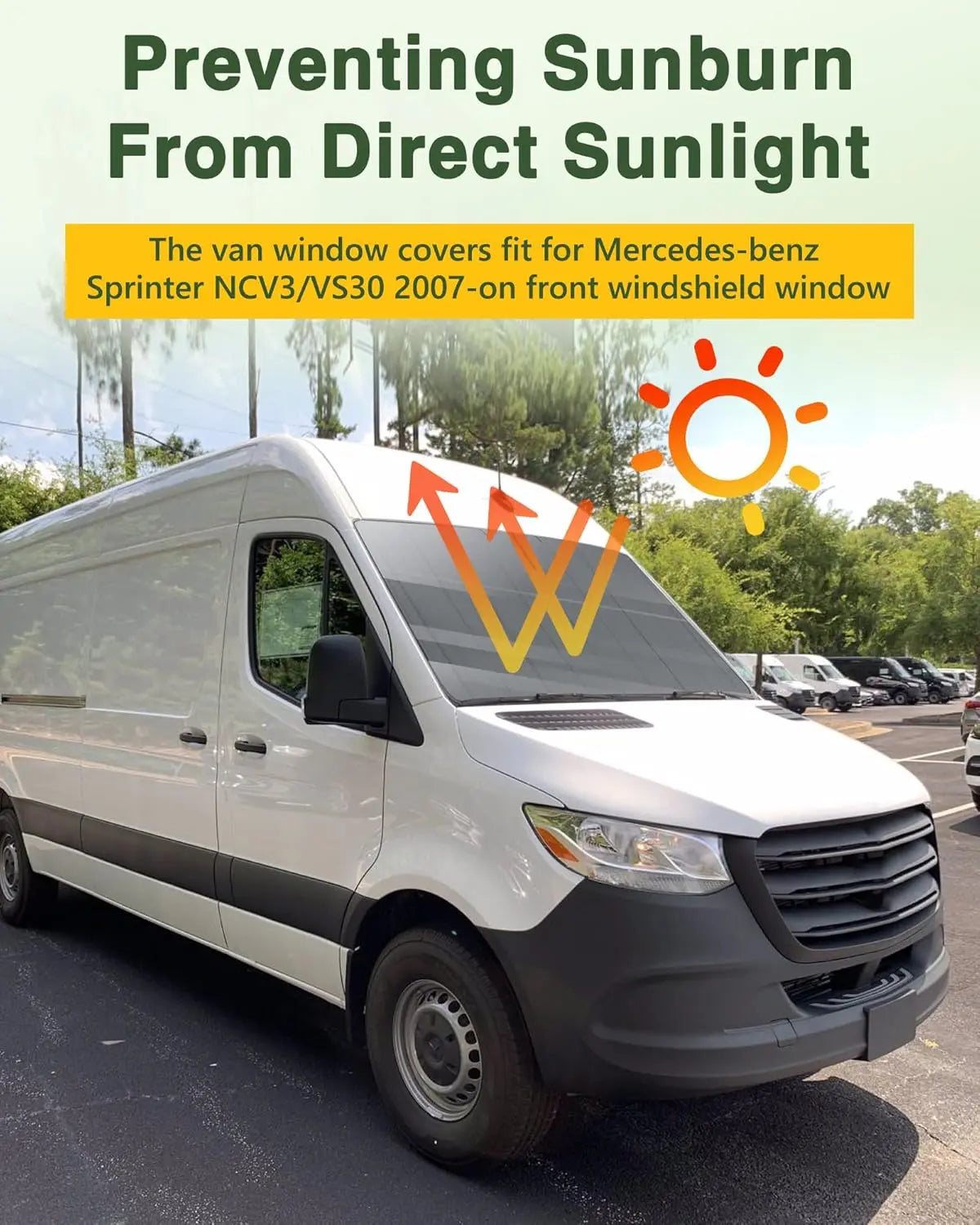 Magnetic Front Windshield Cover for Mercedes-Benz Sprinter Van NCV3/VS30 2007- on - MELIPRON