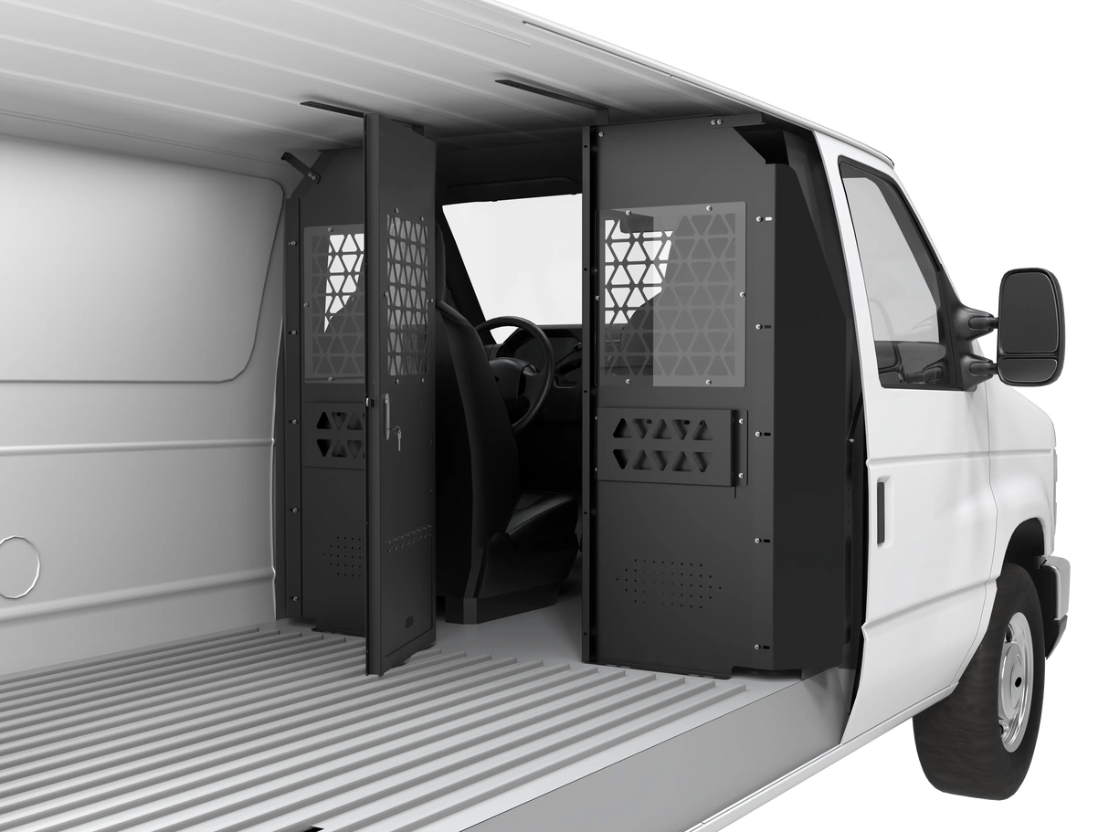 Melipron Van Bulkhead Partition for 1996-2014 Ford Econoline with Flush-Mount Locking Latch