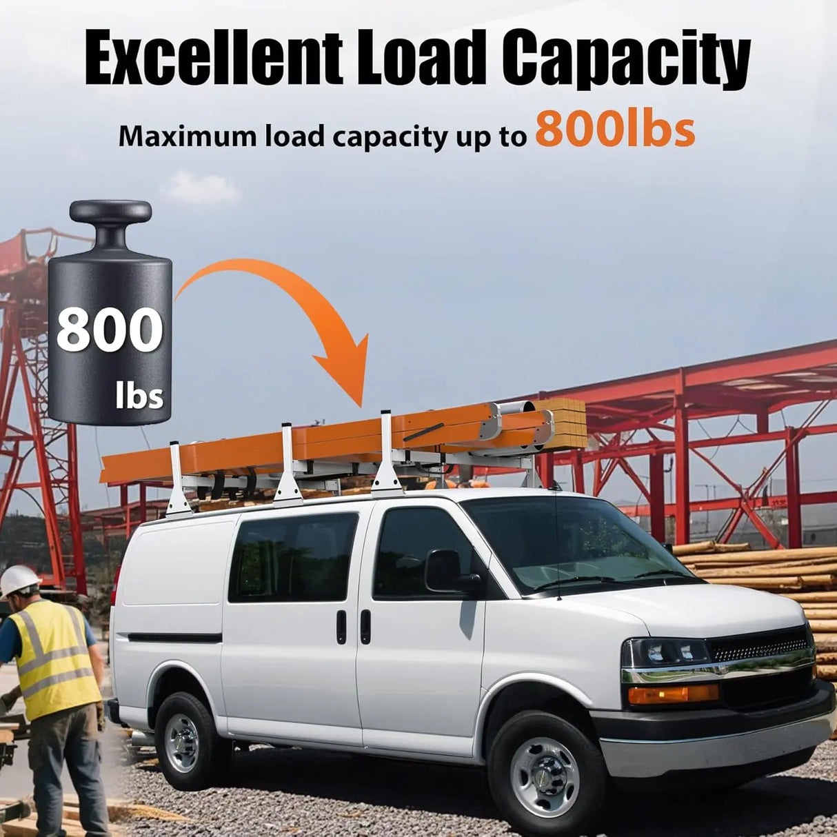 800LBS Van Roof Rack Fit for Chevy Express 1500/2500/3500 GMC Savana - MELIPRON