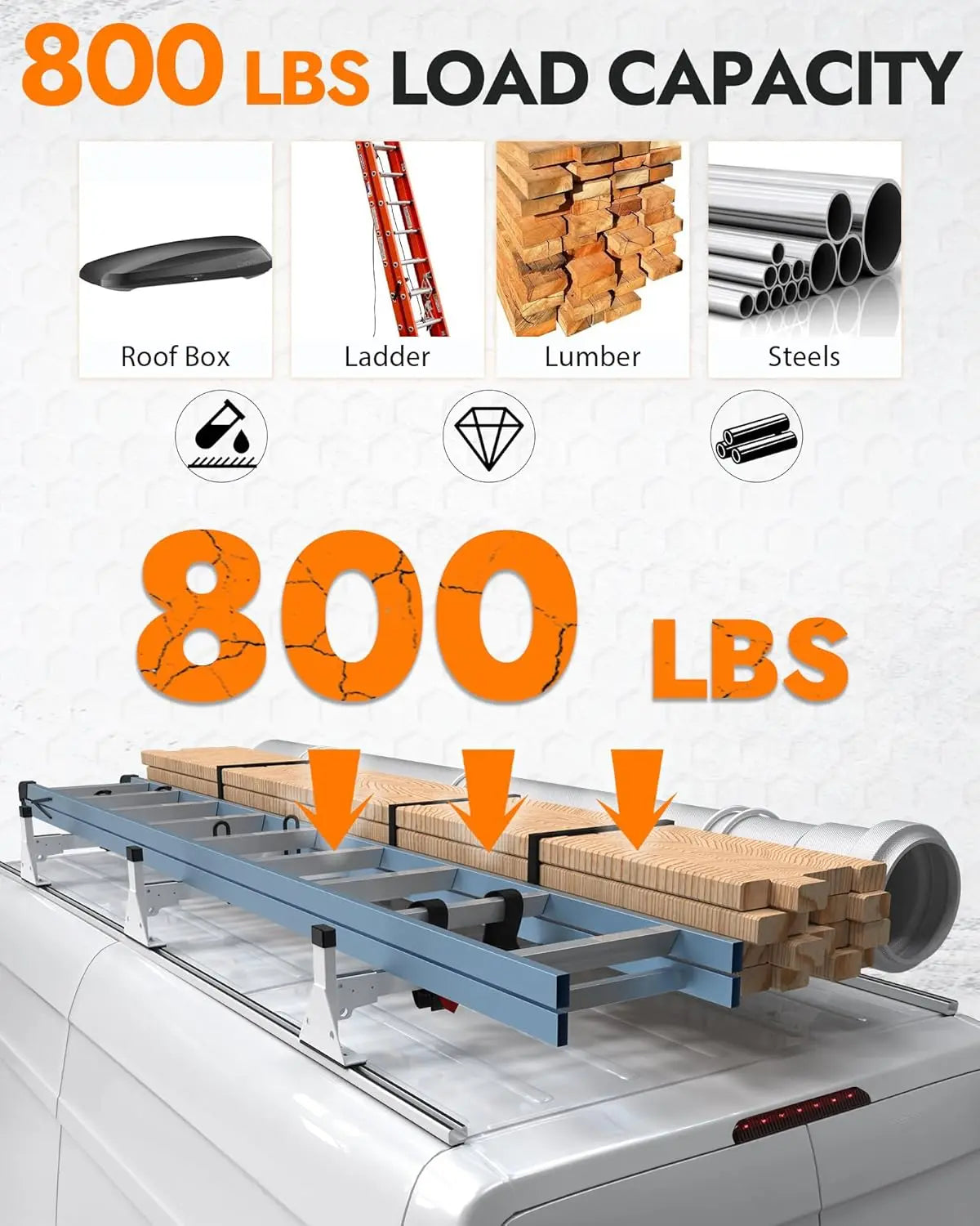 3 Crossbars Van Roof Ladder Racks for Sprinter Low Roof 144"/170"/170" - MELIPRON