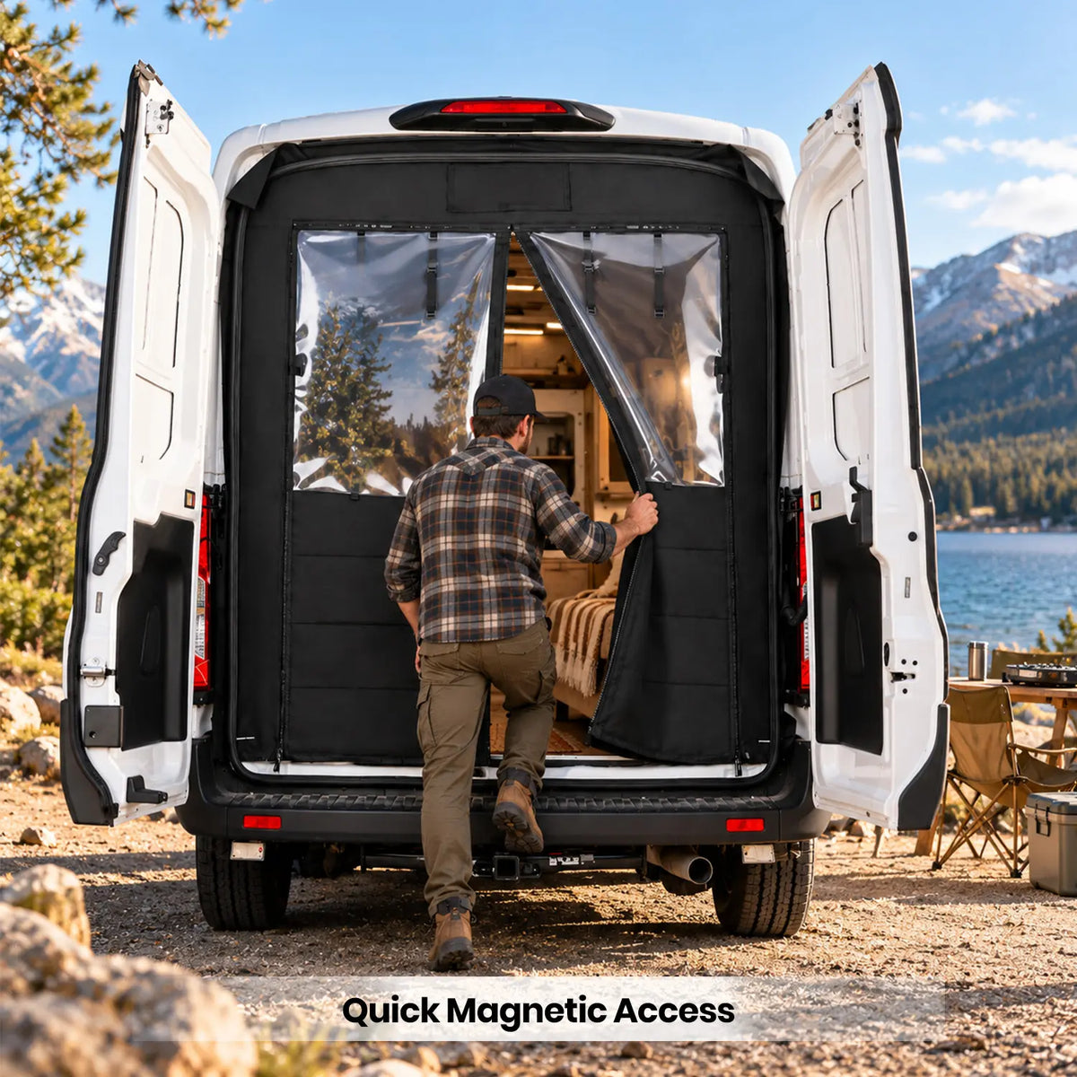 MELIPRON Insulated Rear Door Van Chill Curtain for 2015-2026 Ford Transit Medium Roof