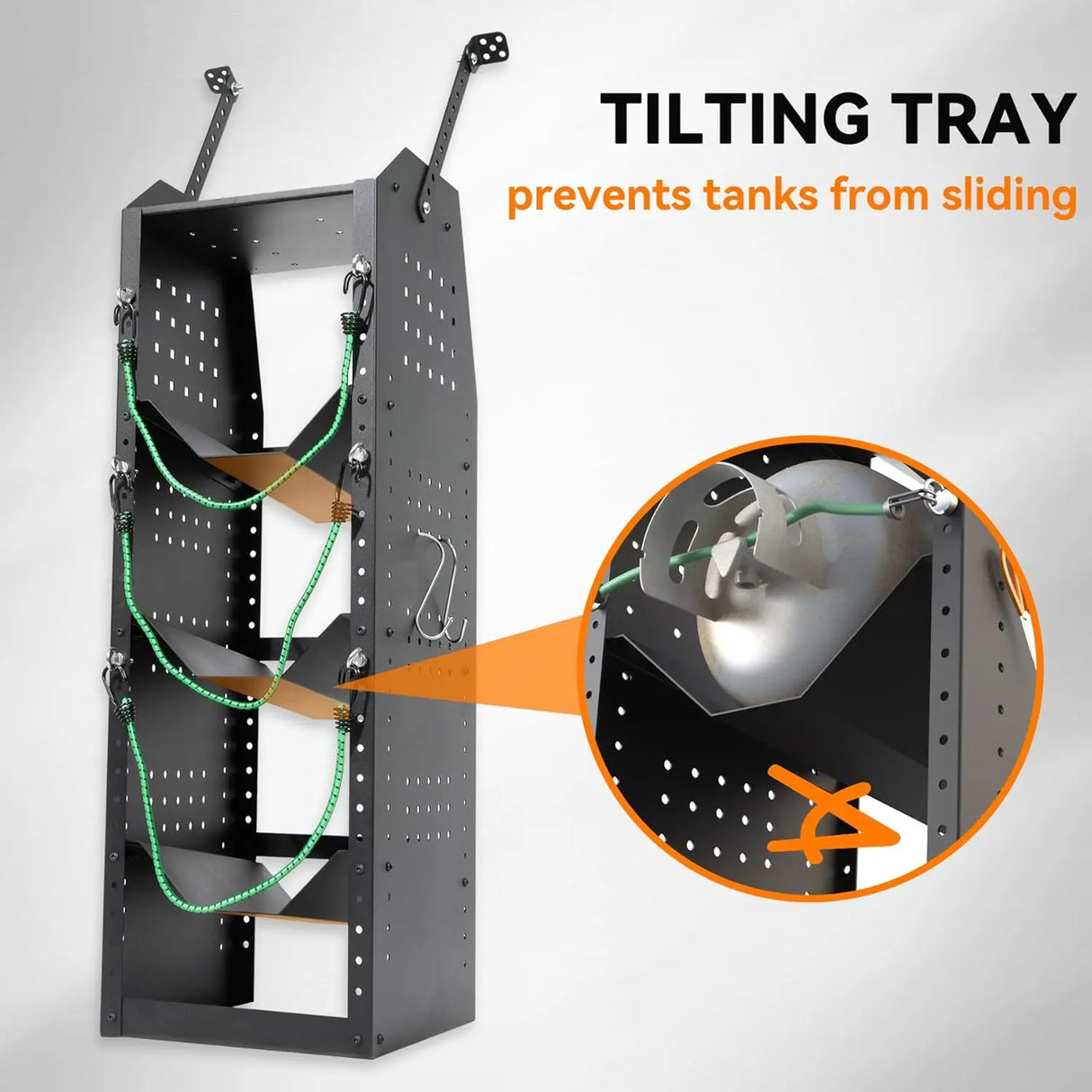 Van Refrigerant Tank Rack Steel Freon Tank Holder - 38" H x 12.2" W x 13" D - MELIPRON