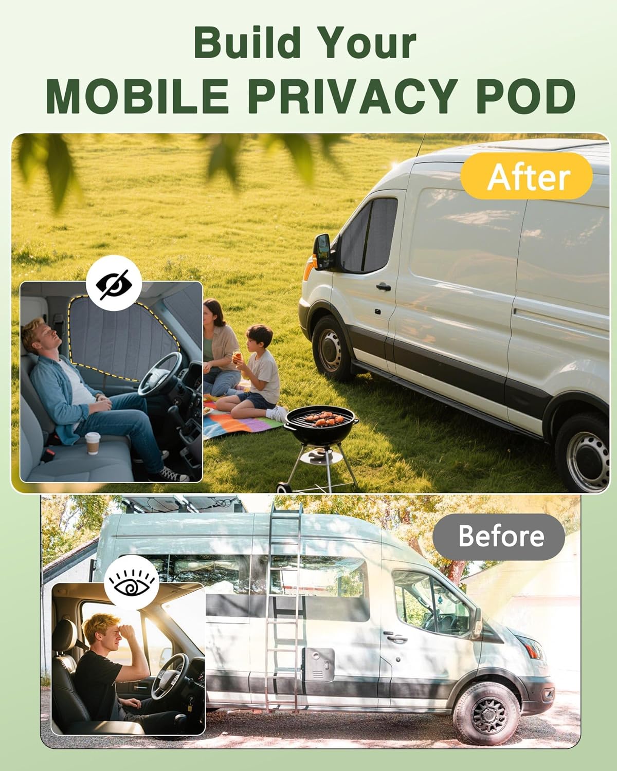 Insulated Blackout Van Window Covers for Ford Transit 150 250 350 - MELIPRON