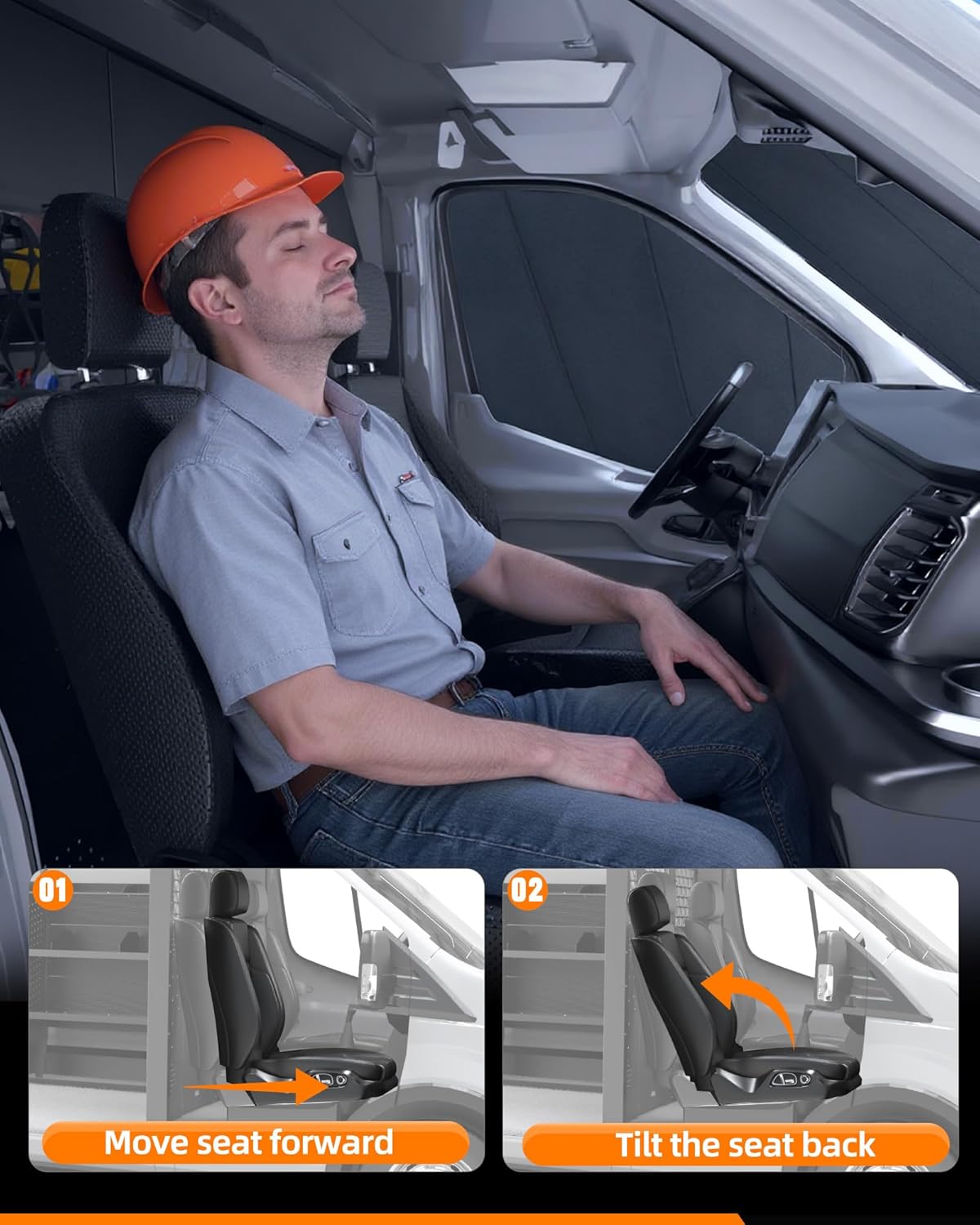 Melipron Van Partition Bulkhead Fit for Ford Transit 150 250 350 Low Roof with Door Handle-4