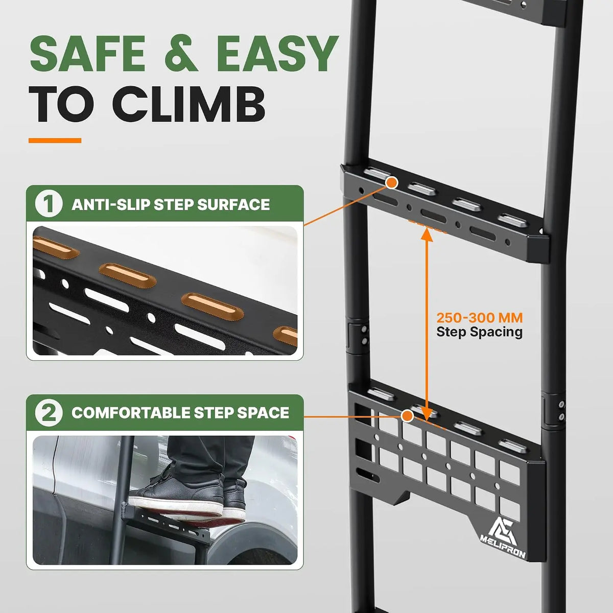 MELIPRON Van Side Ladder with MOLLE Panels for Ford Transit Mid Roof