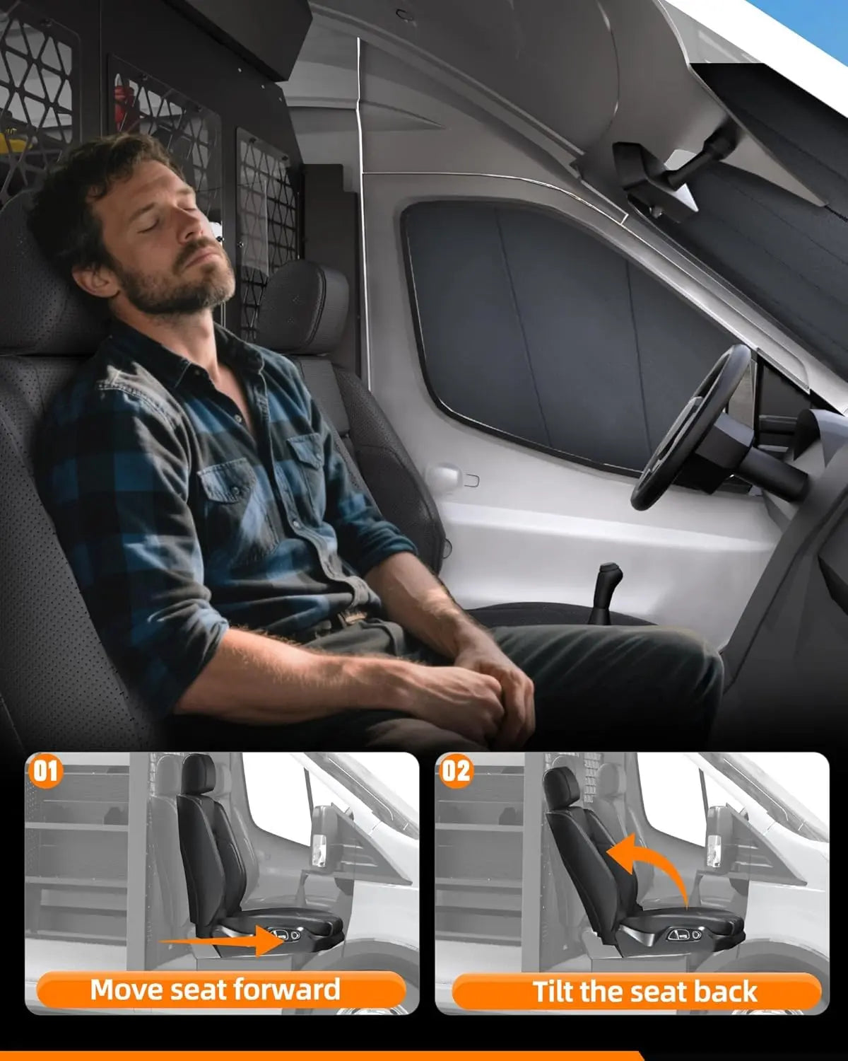 MELIPRON Van Partition Bulkhead Fit for Ford Transit 150 250 350 High Roof with Door Handle