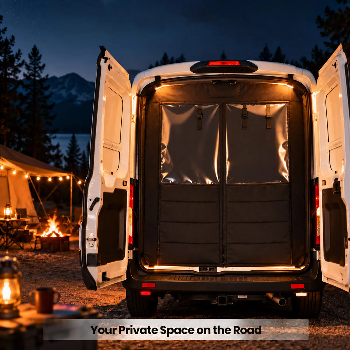 MELIPRON Insulated Rear Door Van Chill Curtain for 2015-2026 Ford Transit Medium Roof