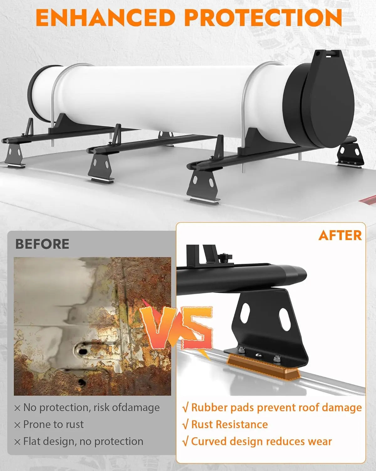 3 Crossbars 63" Aluminum Van Roof Rack for Ford Transit, Ram Promaster, Nissan NV - MELIPRON