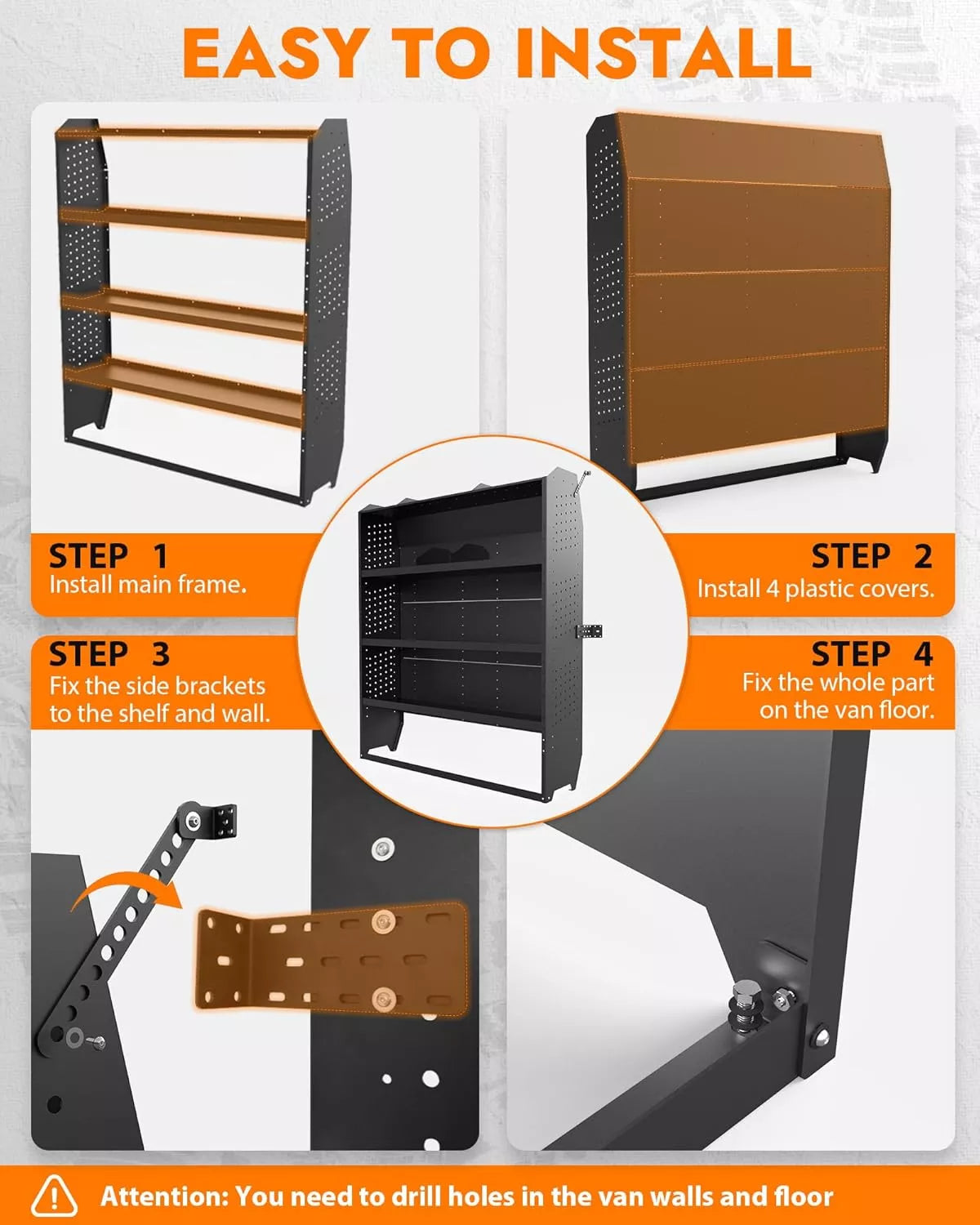 Mid/High Van Roof Steel Cargo Van Shelves Storage - MELIPRON