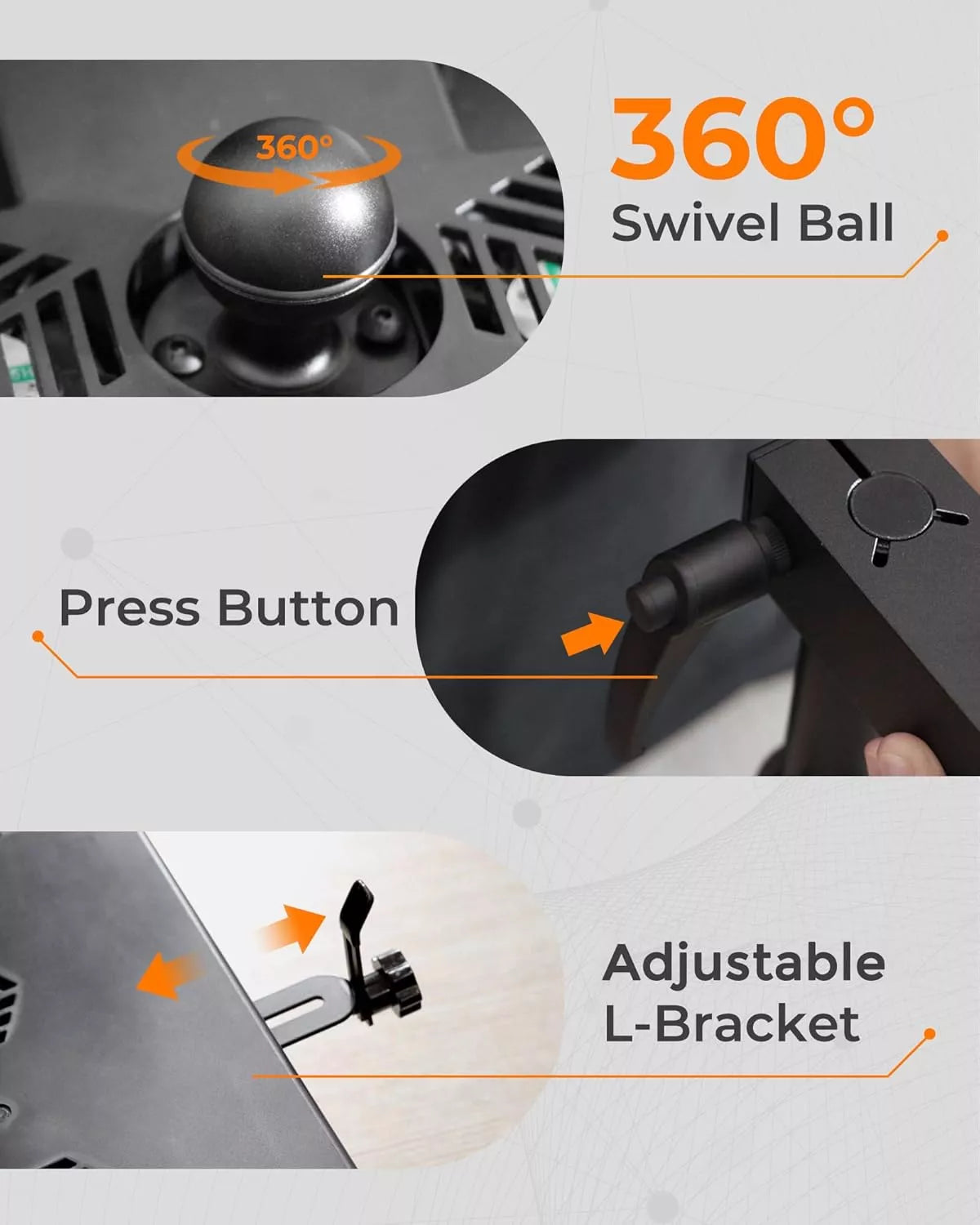 MELIPRON Vehicle Laptop Mount for Truck Car Van Universal Laptop Stand Holder with 3 Types Mounting Brackets for Front Passenger Seat-11