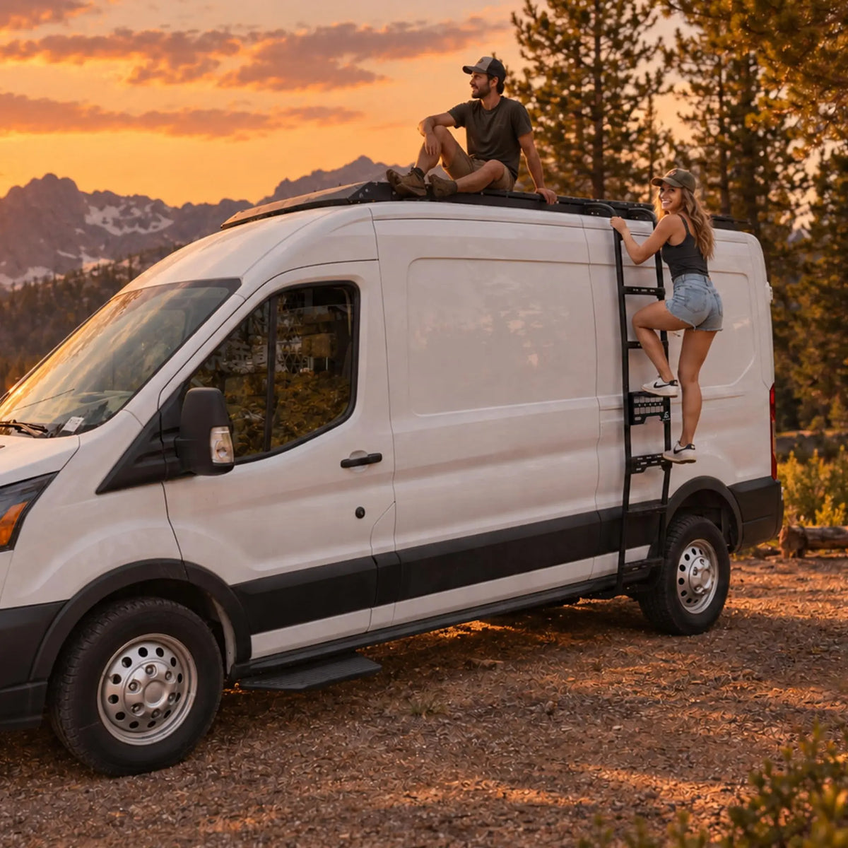 MELIPRON Van Side Ladder with MOLLE Panels for Ford Transit Mid Roof