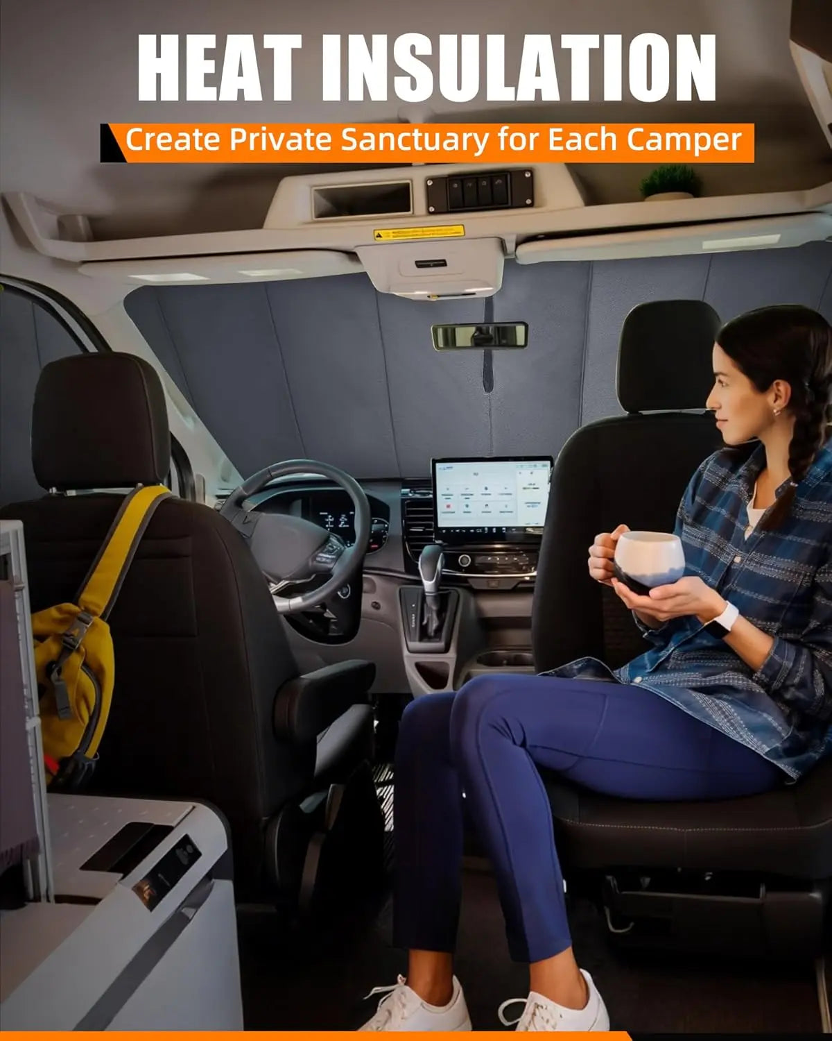 MELIPRON Window Cover Fits for Ford Transit High/Medium Roof Front Windshield Cover for Van