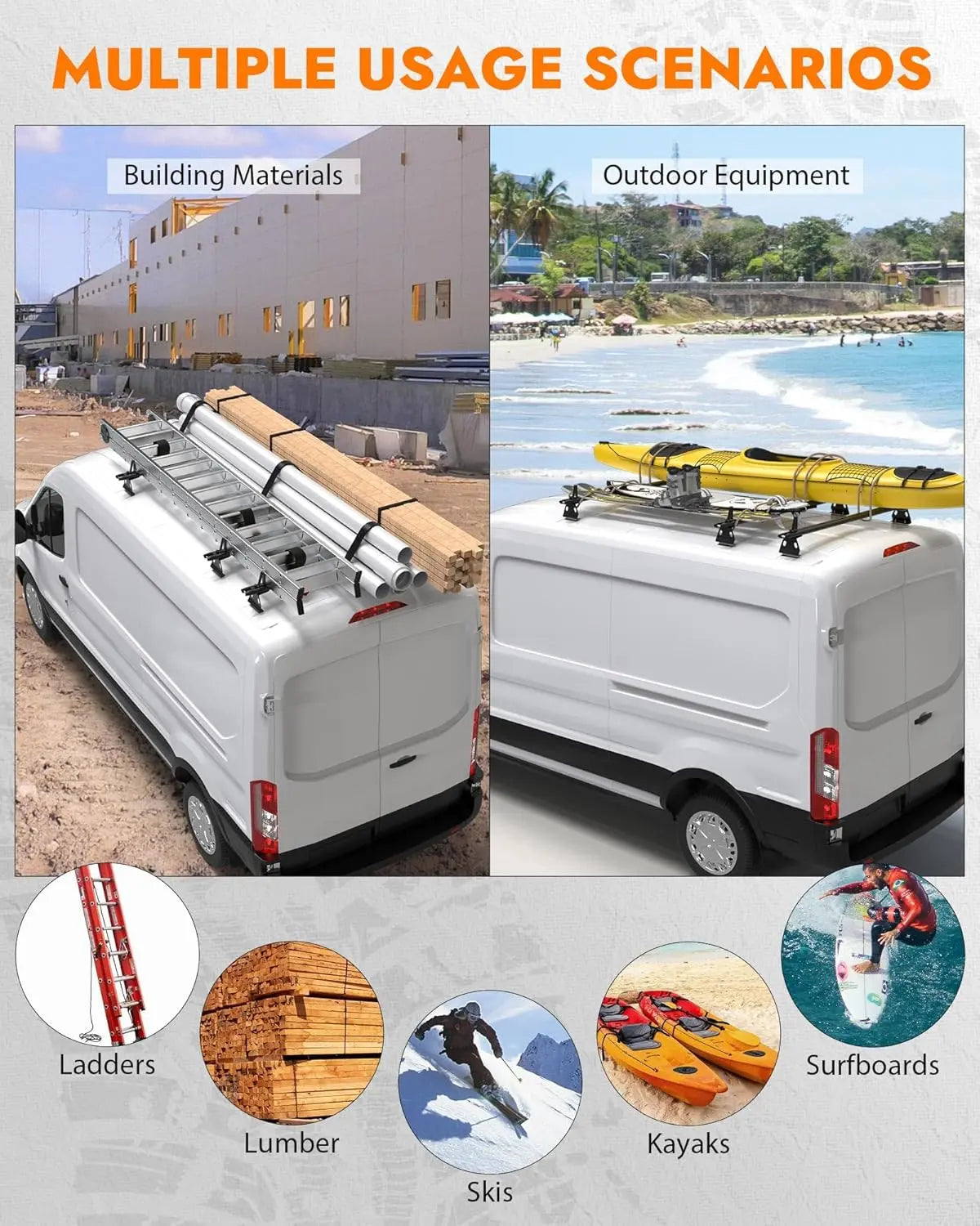 Aluminum Van Roof Rack Fit for Ford Transit, Ram Promaster, Nissan NV-7