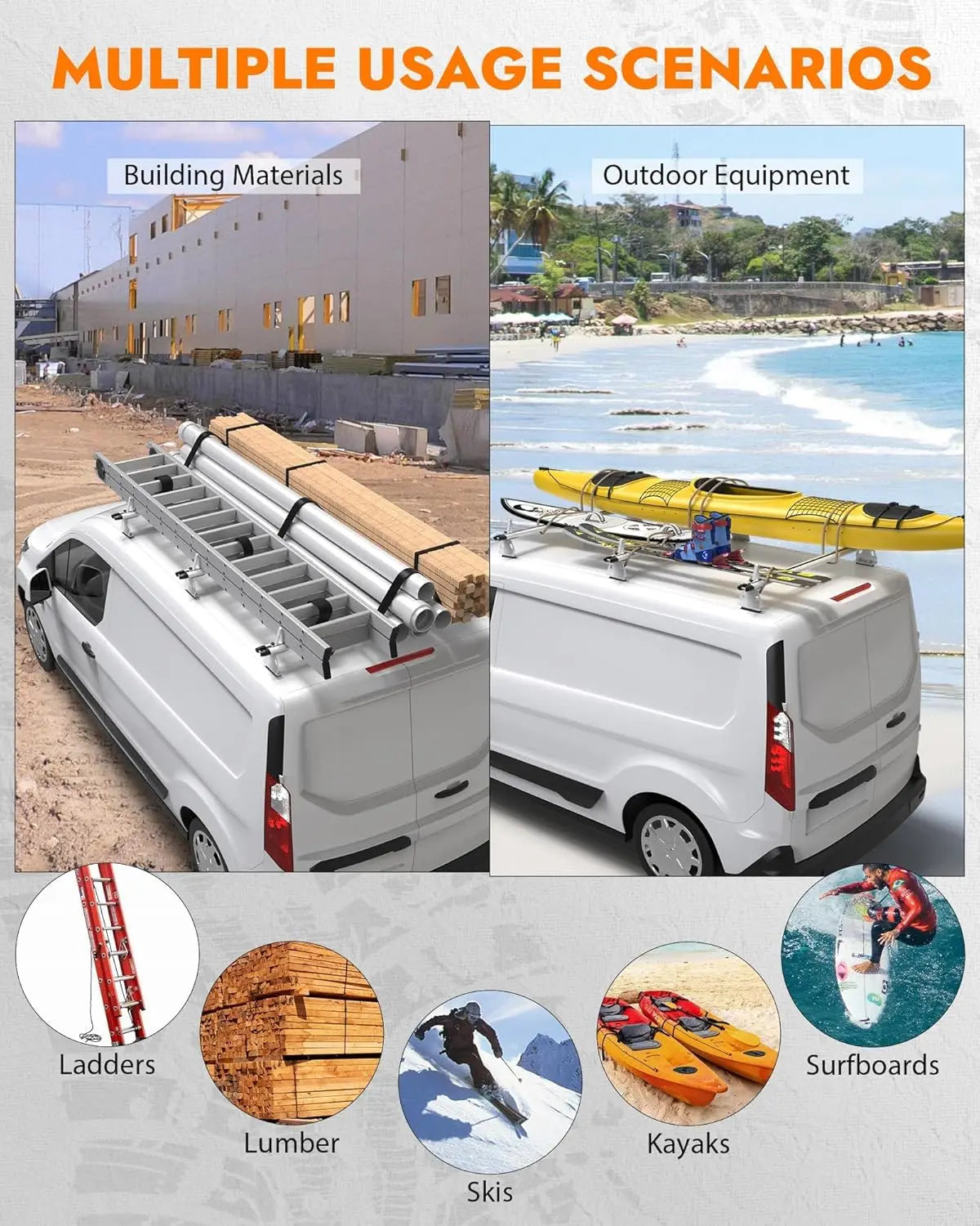 Aluminum Van Roof Rack Fit for Ford Transit, Ram Promaster, Nissan NV-8