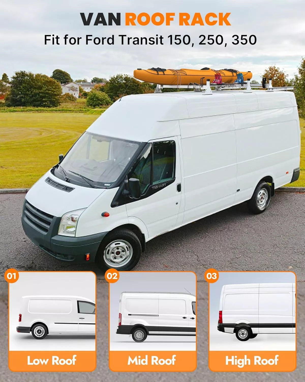 Melipron Van Roof Ladder Racks with Wind Deflector-8