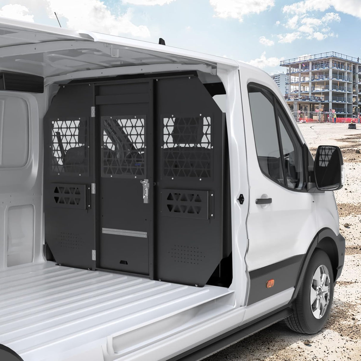 Melipron Van Partition Bulkhead Fit for Ford Transit 150 250 350 Low Roof with Door Handle-8