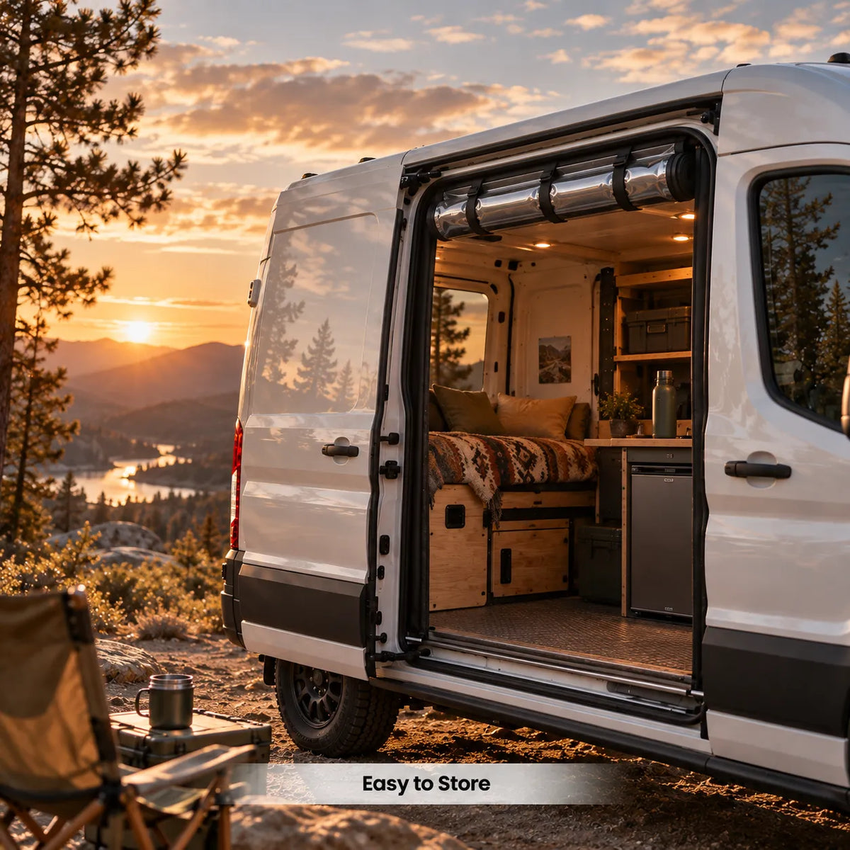 MELIPRON Insulated Side Door Chill Curtain for 2015-2026 Ford Transit Medium & High Roof