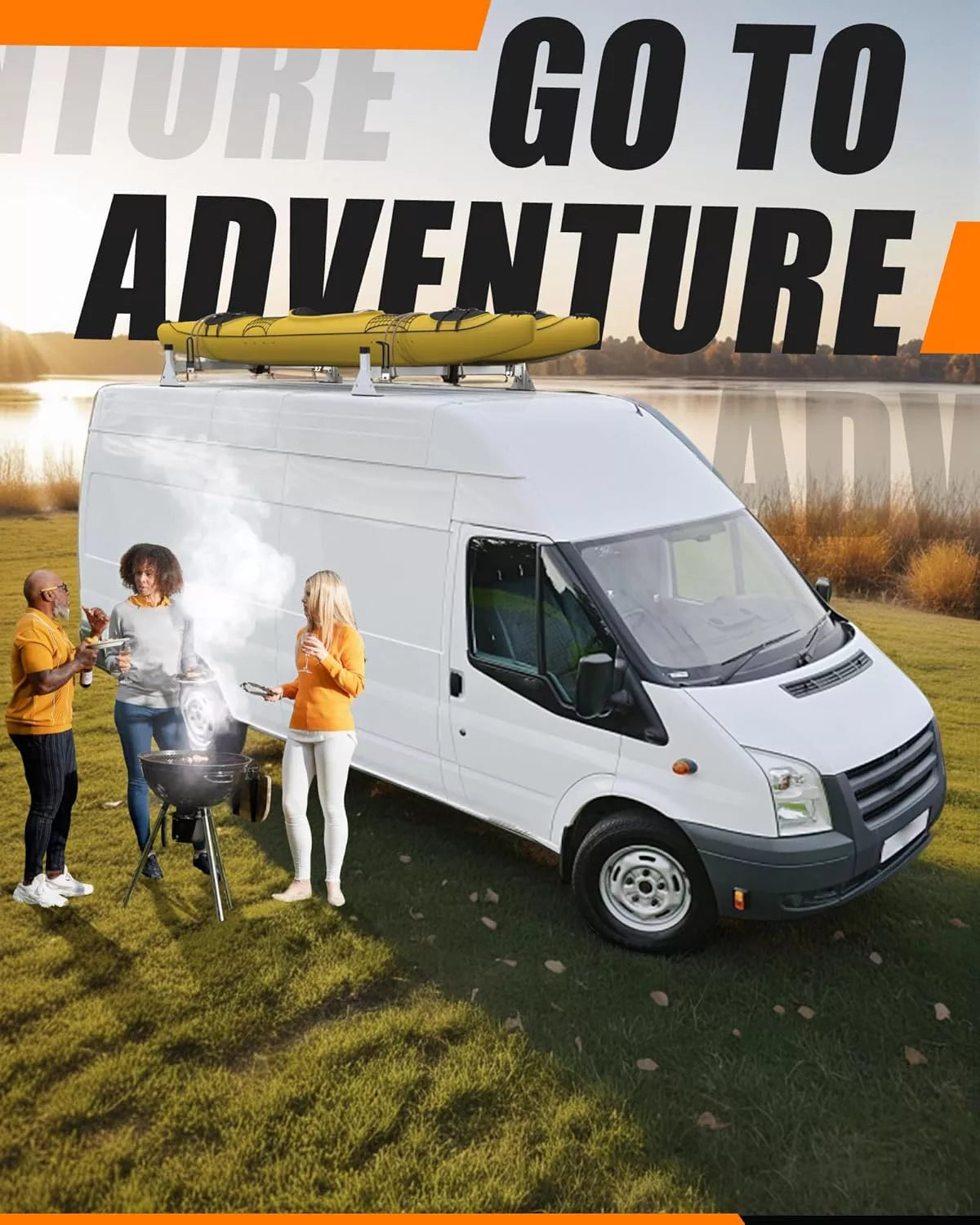 Melipron 2 Crossbars Van Roof Ladder Racks-9