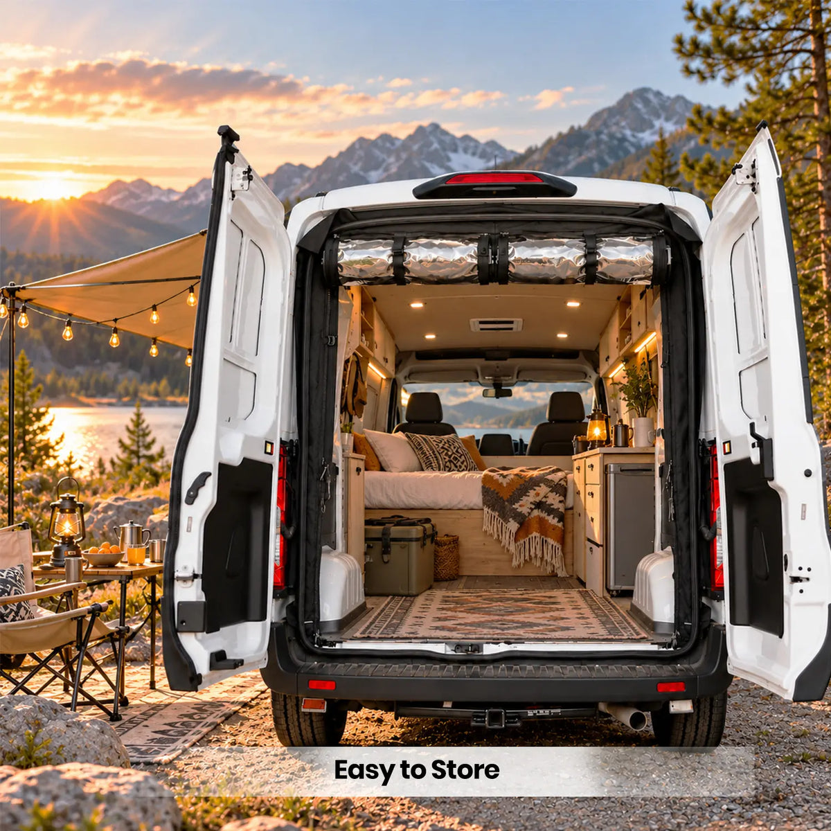 MELIPRON Van Chill Curtain for Ford Transit 2015-2026 High Roof Rear Door