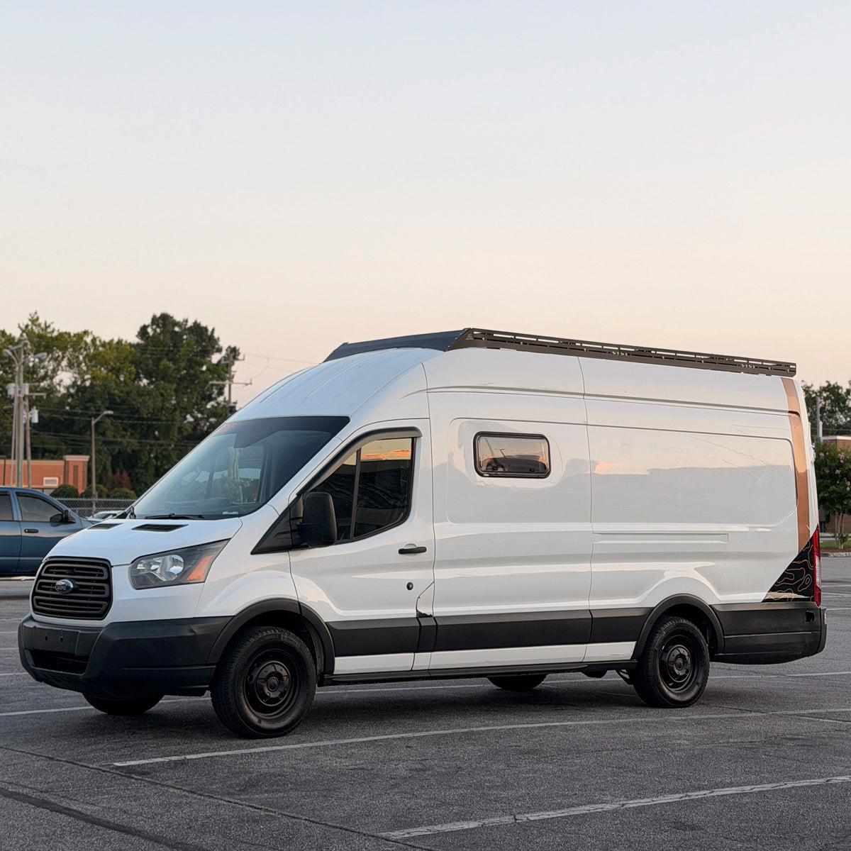 【Preorder】MELIPRON Ford Transit 148" WB Ext High Roof Aluminum Roof Rack, Low Profile, Wind Fairing, T-Slot, 300lb/500lb Capacity