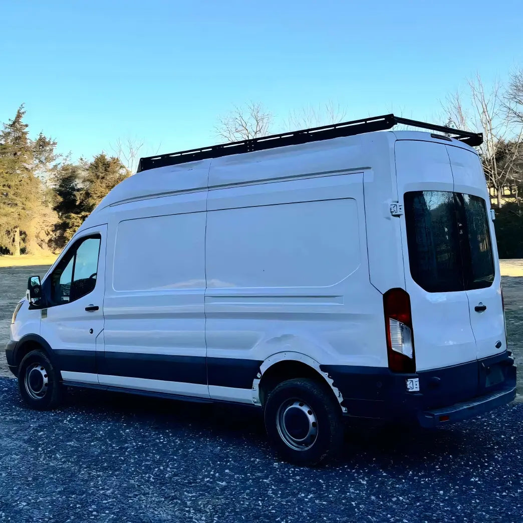 MELIPRON Aluminum Van Roof Rack Pro for Ford Transit 148" Mid Roof with Wind Fairing