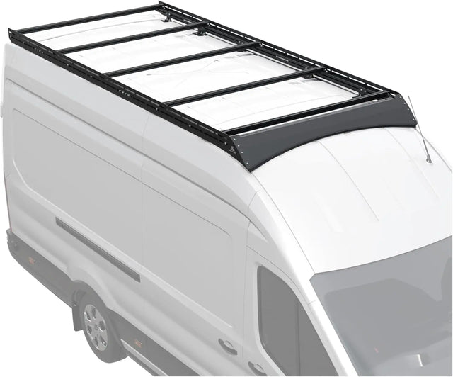 MELIPRON Ford Transit 148" WB Ext High Roof Aluminum Roof Rack, Low Profile, Wind Fairing, T-Slot, 300lb/500lb Capacity -1