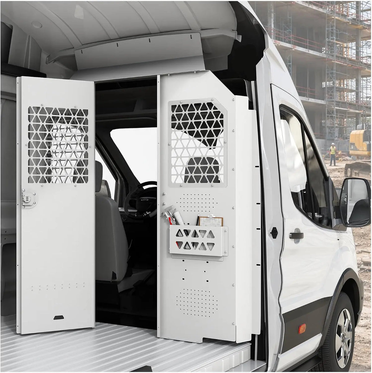 MELIPRON Van Partition with Hinged Door Fit for 2014-2026 Ford Transit 150/250/350 High Roof
