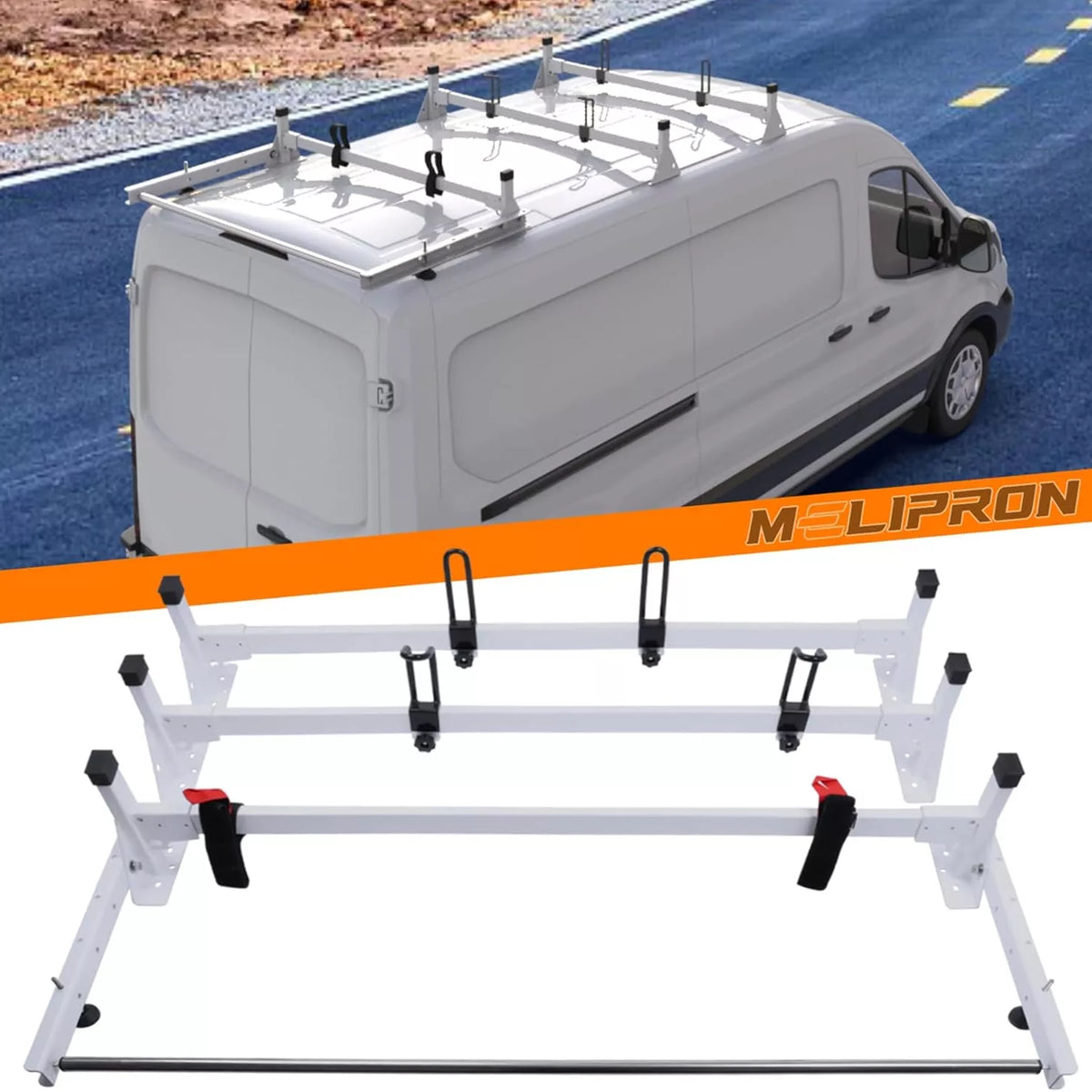 Melipron Van Roof Ladder Racks with Wind Deflector for Ford Transit 15 ...