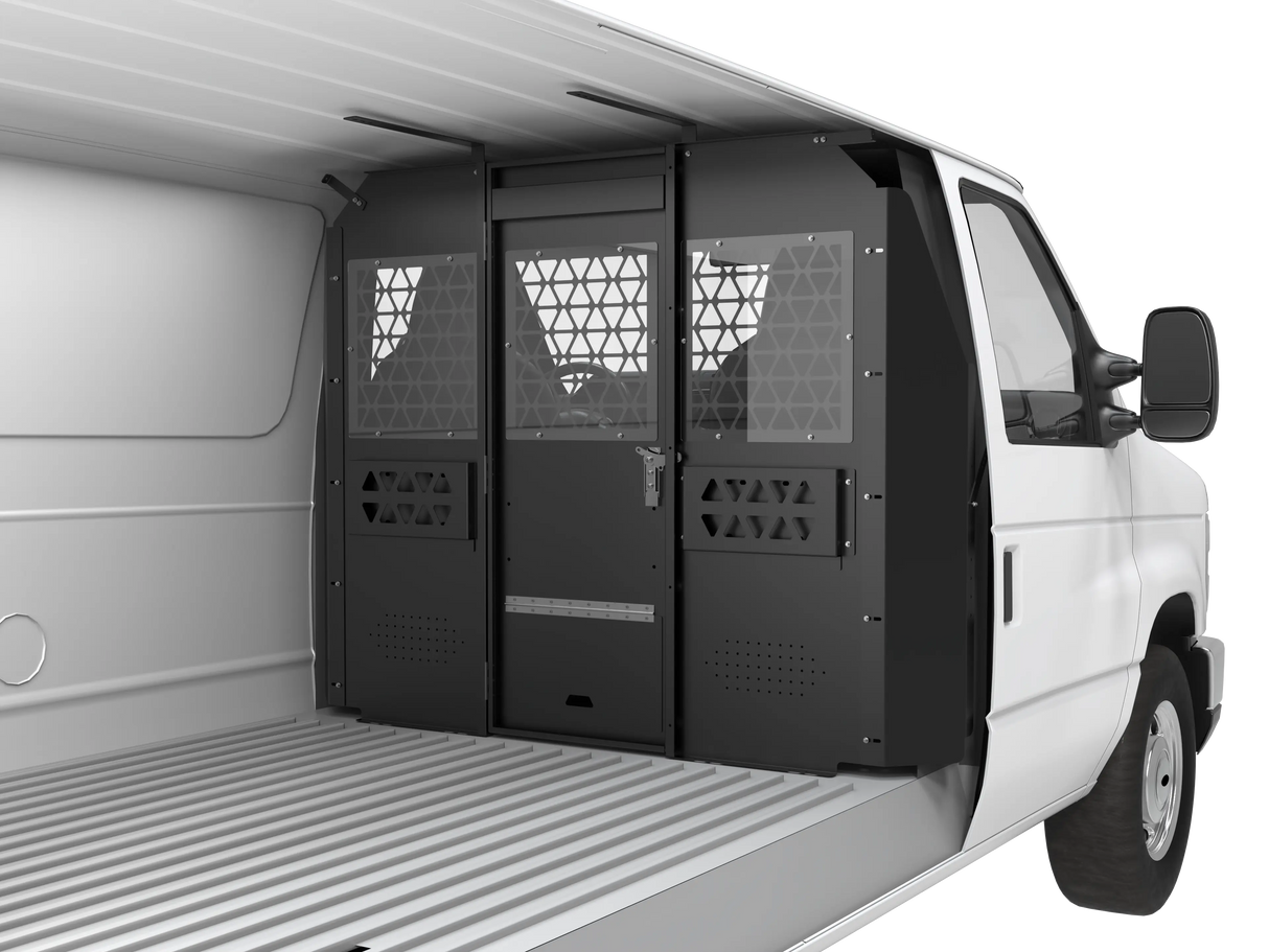 Melipron Van Bulkhead Partition for 1996-2014 Ford Econoline with Flush-Mount Locking Latch