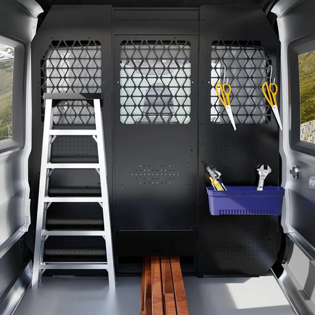 Van Black Partition Bulkhead Fit For Ford Transit Mid-Roof-7
