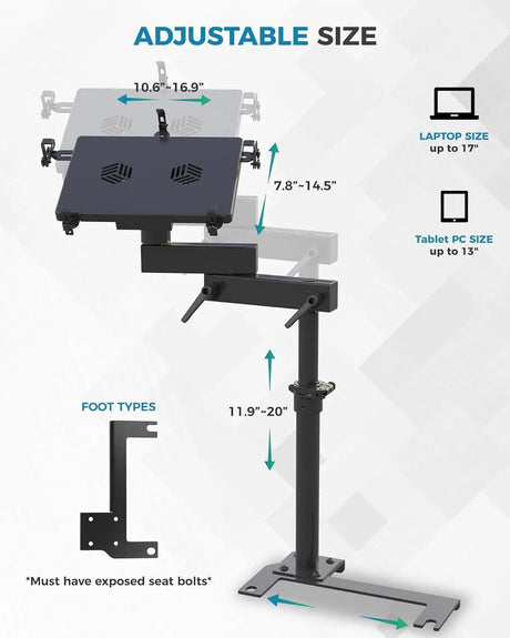 Aluminum Passenger Seat Laptop Mount for Ford Bronco - MELIPRON