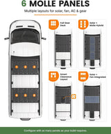 MELIPRON Ford Transit 148" Mid Roof Aluminum Roof Rack – Heavy-Duty Utility Platform with 6pcs Molle Decks for Solar Panels & Overland Gear