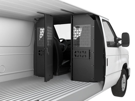 Melipron Van Bulkhead Partition for 1996-2014 Ford Econoline with Flush-Mount Locking Latch