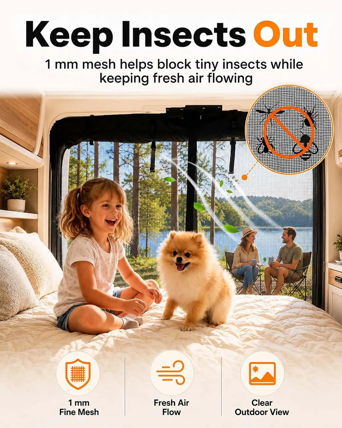 Melipron Magnetic Rear Door Bug Screen with Blackout Panel for RAM ProMaster High Roof 2015-2026