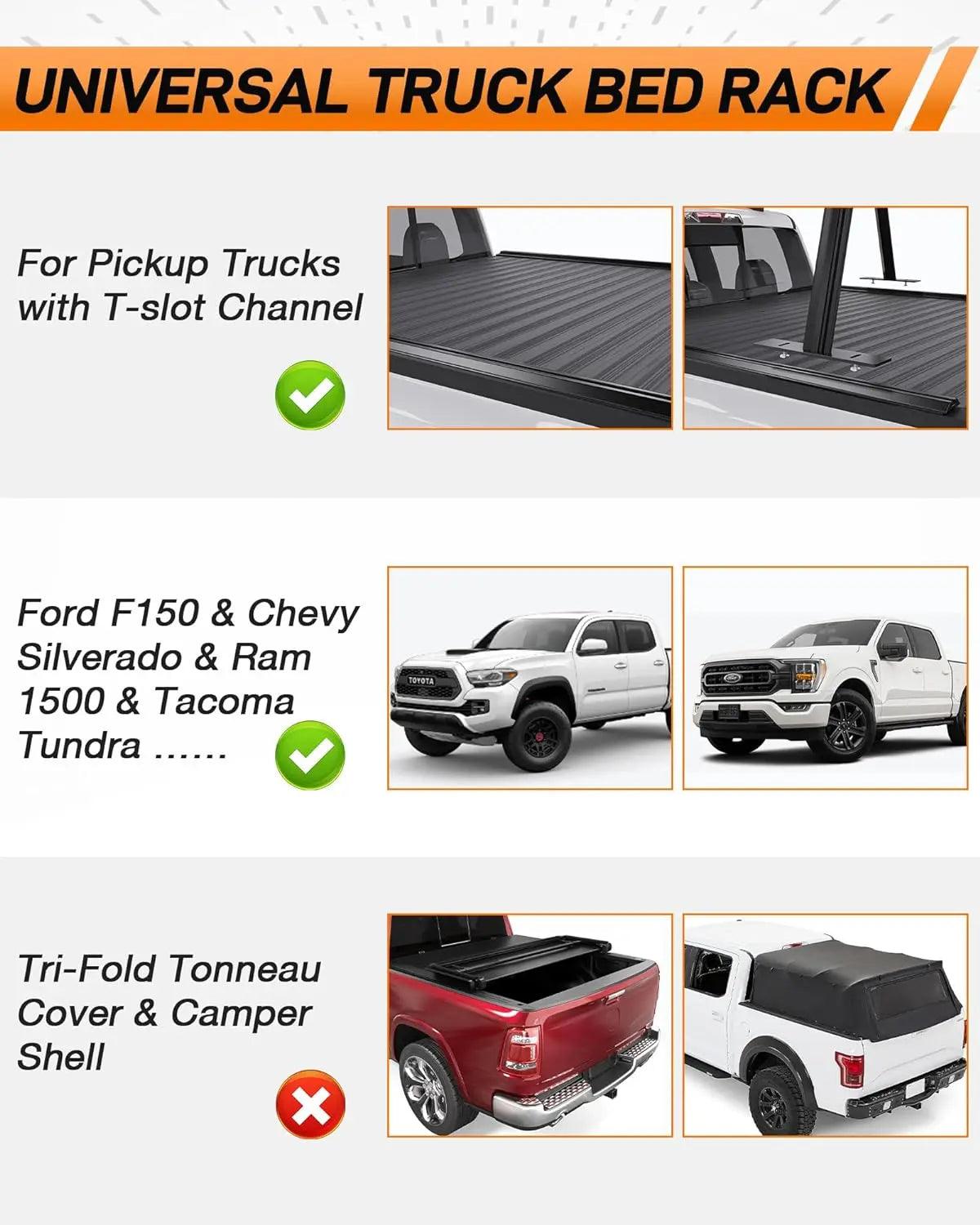 Aluminum Truck Bed Rack with Ladder Stops - MELIPRON