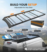 MELIPRON Ford Transit 148" WB Ext High Roof Aluminum Roof Rack, Low Profile, Wind Fairing, T-Slot, 300lb/500lb Capacity -3