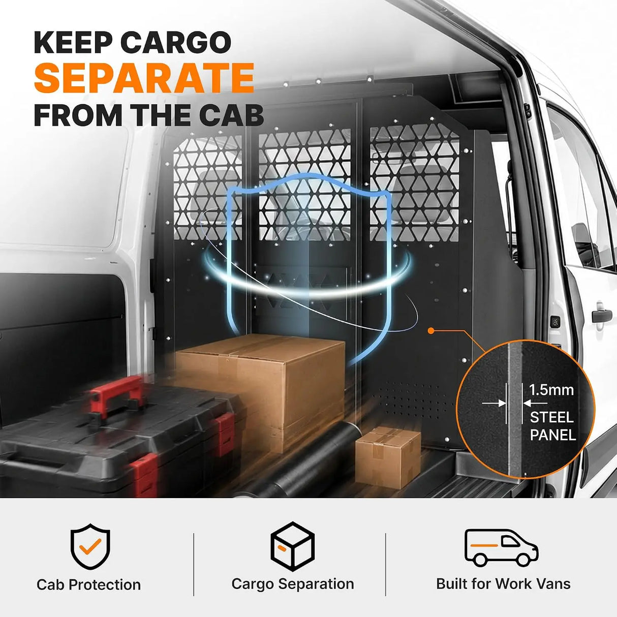 MELIPRON Steel Van Partition for Ford Transit Connect 2014–2023 -3