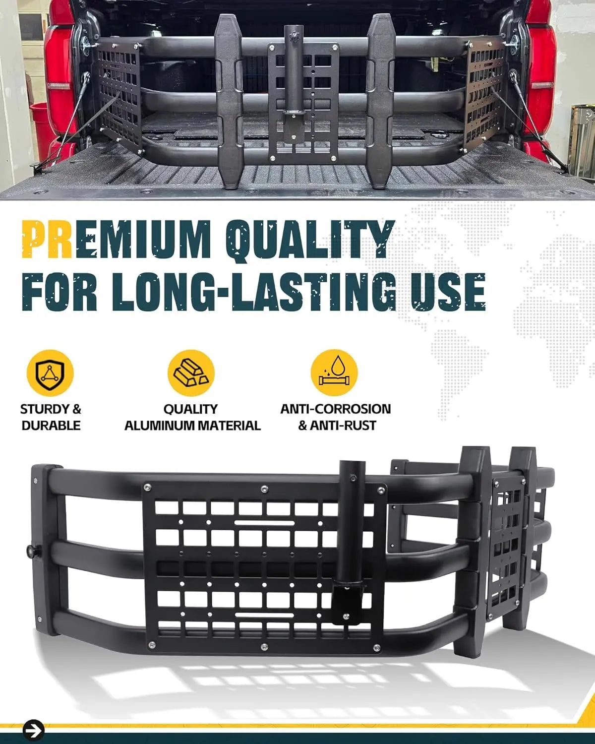 Truck Bed Extender for Toyota Tacoma 2005+ with Molle Panel and Flag Pole Mount - MELIPRON