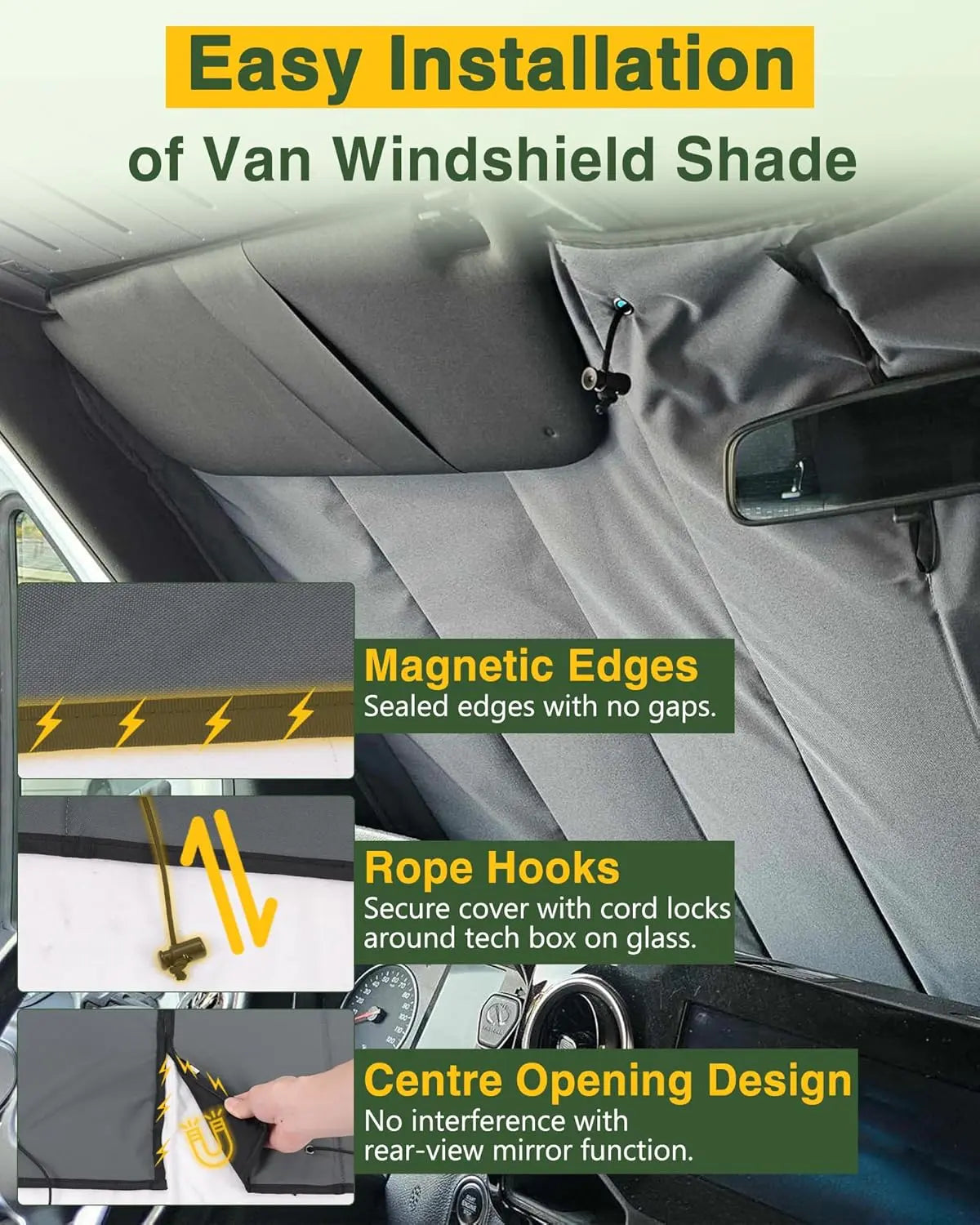 Magnetic Front Windshield Cover for Mercedes-Benz Sprinter Van NCV3/VS30 2007- on - MELIPRON