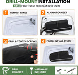 Melipron Full Rear Door Storage System for Ford Transit High Roof 150/250/350 2015–2026 – Upper, Middle & Lower Organizer Kit