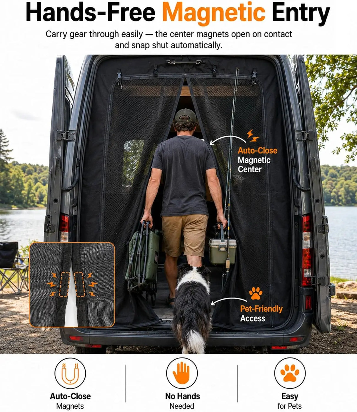 Melipron Magnetic Rear Door Bug Screen with Blackout Panel for RAM ProMaster High Roof 2015-2026