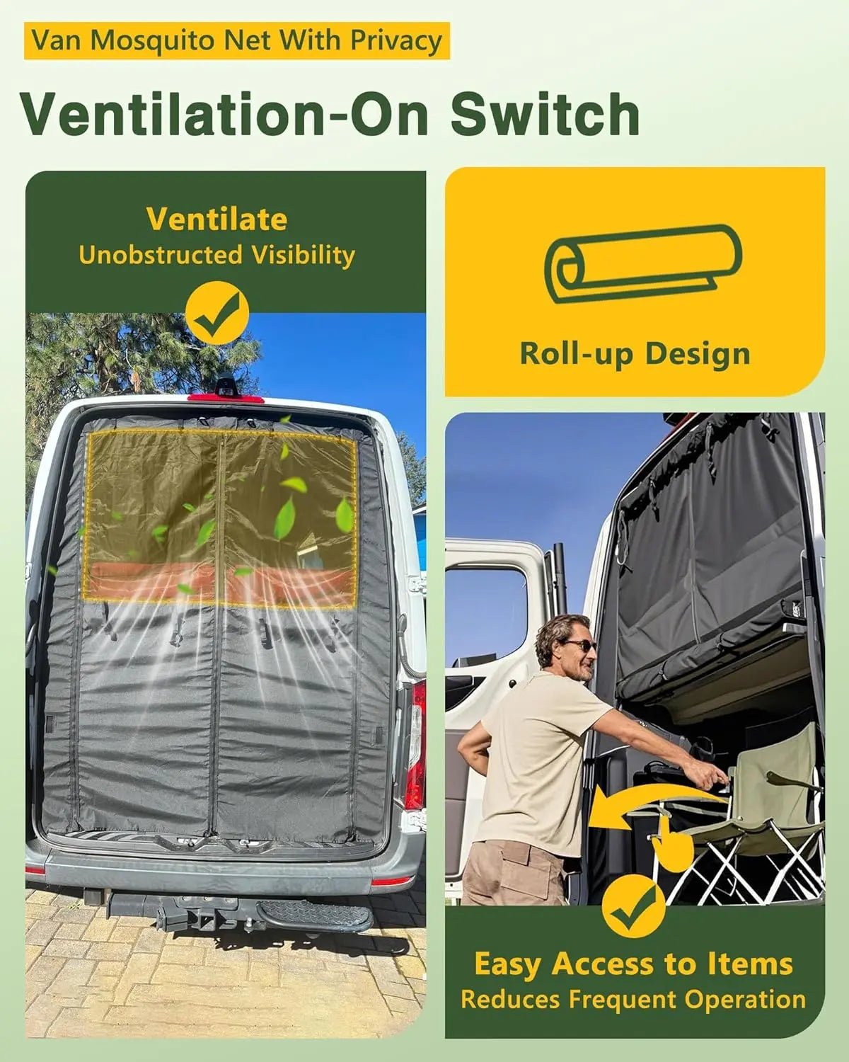 MELIPRON Van Bug Screen Fit for Mercedes-Benz Sprinter Rear Door High Roof 2007- On (VS30 & NCV3)