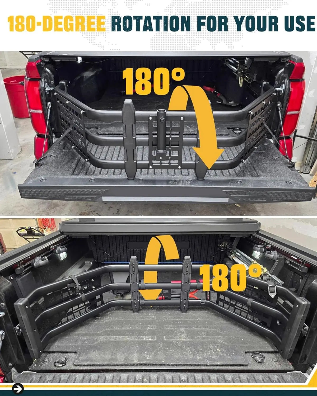Truck Bed Extender for Toyota Tacoma 2005+ with Molle Panel and Flag Pole Mount - MELIPRON