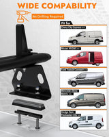 3 Crossbars 53" Aluminum Van Roof Rack for Ford Transit Connect, RAM Promaster City, Nissan NV200, Chevy City Express