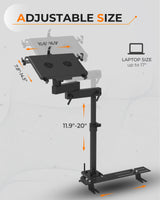 MELIPRON Vehicle Laptop Mount for Truck Car Van Universal Laptop Stand Holder with 3 Types Mounting Brackets for Front Passenger Seat-12
