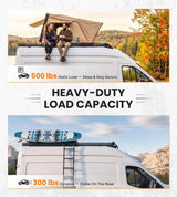 MELIPRON Ford Transit 148" WB Ext High Roof Aluminum Roof Rack, Low Profile, Wind Fairing, T-Slot, 300lb/500lb Capacity -5